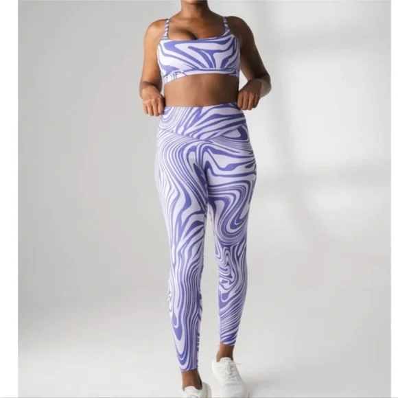 Balance Athletica Vitality Ascend High Waist Leggings Chrysalis Swirl Purple - Picture 1 of 5